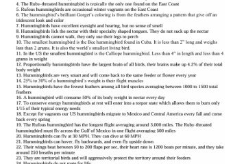 Hummingbird Fun Facts