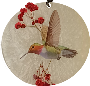 The Hummingbird Magnet medallion, the easy way to attract hummingbirds
