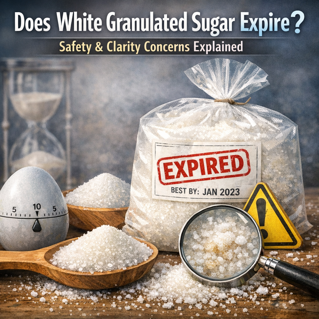 "Sugar with a timer and expiration label to explain safety and expiration concerns."
